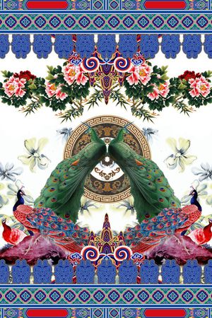 工笔画。女装印花华亿平台图片