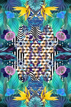 热带风情印花华亿平台图片