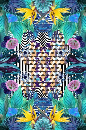 热带风情印花华亿平台图片