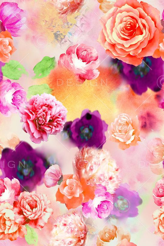 满版花卉印花华亿平台图片