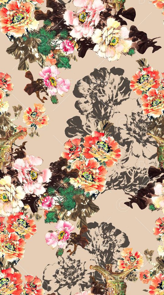 水墨印花华亿平台图片