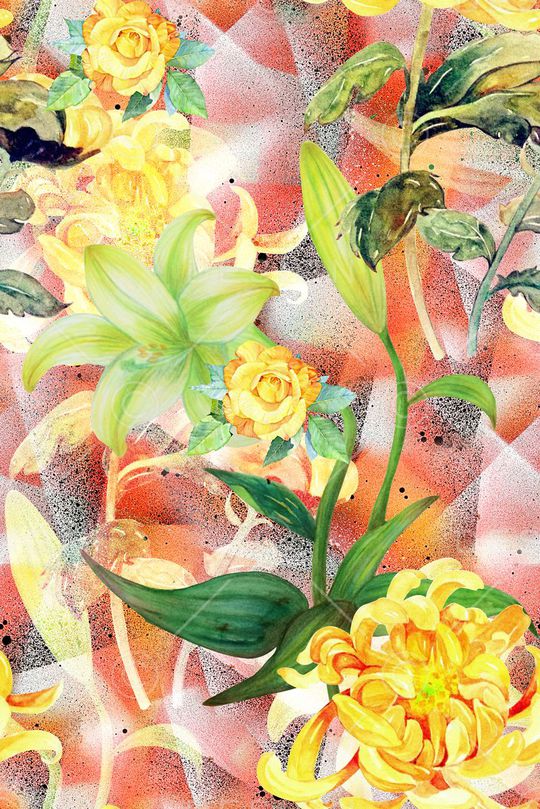 时尚大牌潮流女装裙子植物花卉数码印花印花华亿平台图片