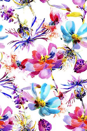 水彩花卉、抽象印花华亿平台图片