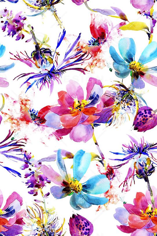水彩花卉、抽象印花华亿平台图片