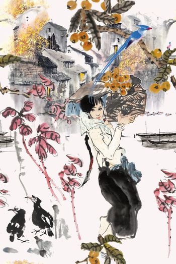 花鸟印花华亿平台图片