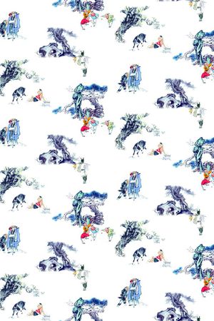 水墨山水风景印花华亿平台图片