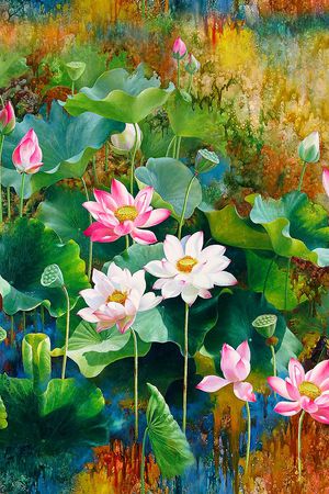 荷花印花华亿平台图片