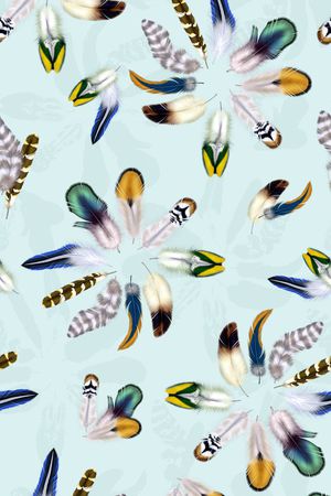 创意羽毛组合印花华亿平台图片