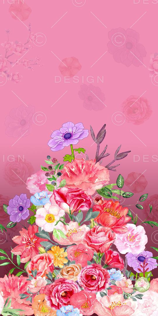 水彩花卉印花华亿平台图片