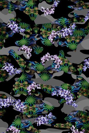 迷彩抽象大牌时尚花卉印花华亿平台图片