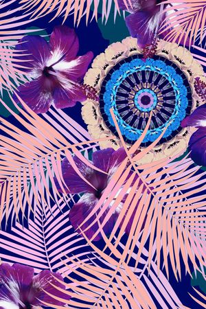 热带、花卉印花华亿平台图片