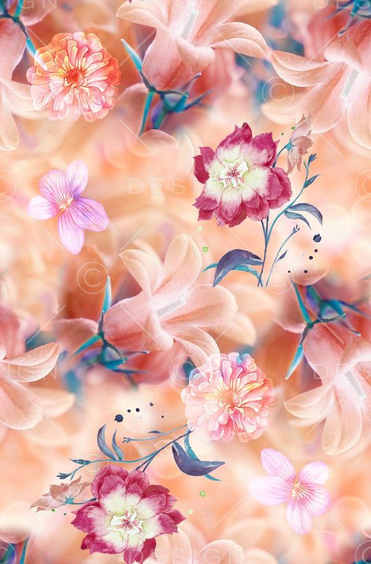 时尚潮流女装裙子抽象花卉服装数码印花印花华亿平台图片