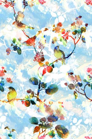 花鸟印花华亿平台图片