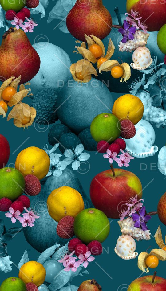 橘子、苹果、桃花、贝壳印花华亿平台图片