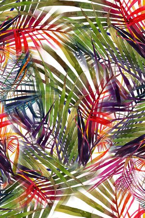 热带彩色树叶印花华亿平台图片