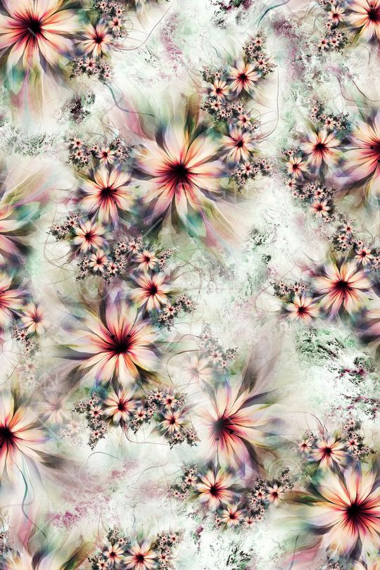 抽象分形花卉印花华亿平台图片