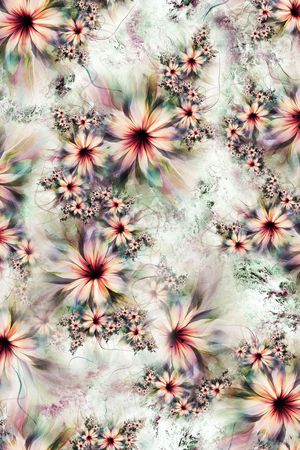 抽象分形花卉印花华亿平台图片