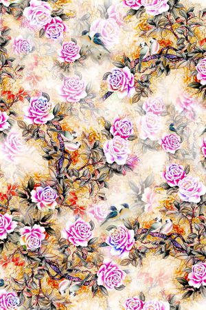 花鸟印花华亿平台图片