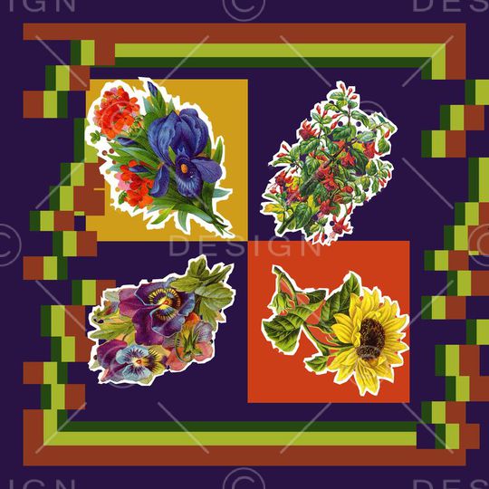 方巾、罂粟花印花华亿平台图片