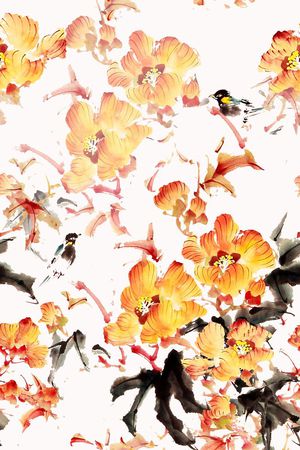 牡丹印花华亿平台图片