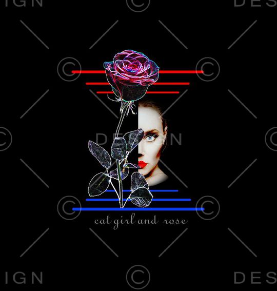 神秘玫瑰猫女印花华亿平台图片