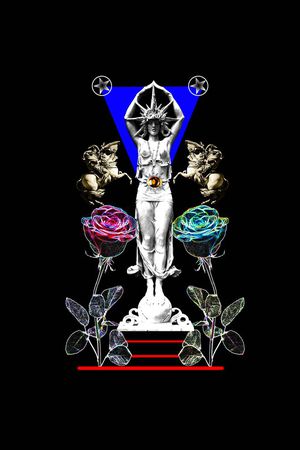 欧版雕像玫瑰印花华亿平台图片