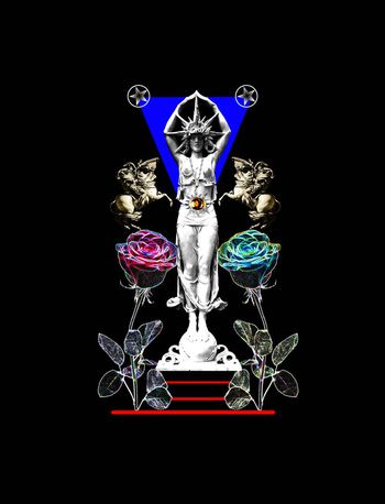 欧版雕像玫瑰印花华亿平台图片