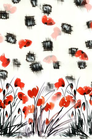 水彩花卉印花华亿平台图片