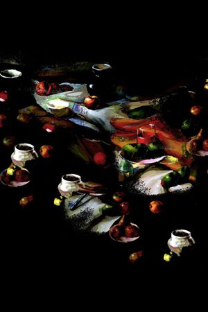 静物油画印花华亿平台图片