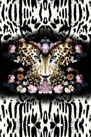 豹子蝴蝶花卉豹纹女装裙装华亿平台印花华亿平台图片