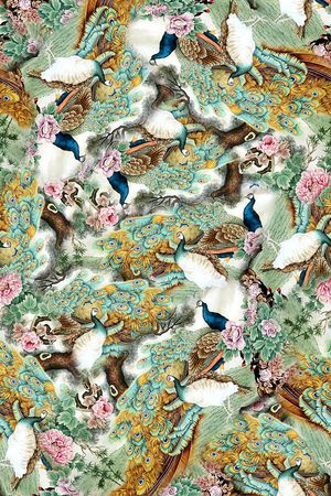 时尚抽象手绘民族风女装裙子印花印花华亿平台图片