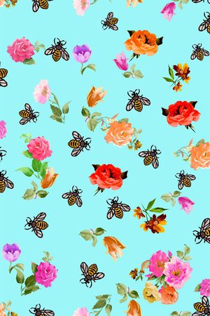 水彩花卉印花华亿平台图片