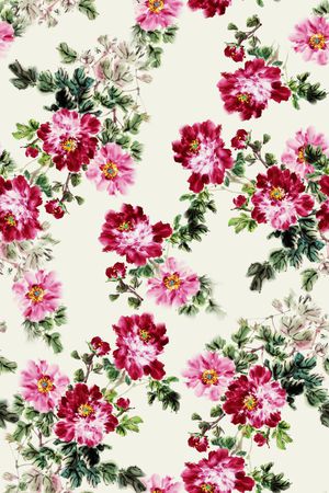 牡丹印花华亿平台图片