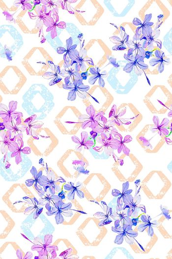 几何花卉印花华亿平台图片