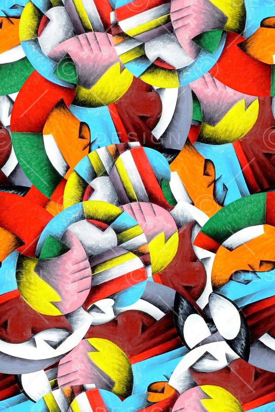 抽象复古油画印花华亿平台图片