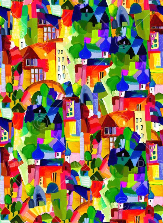 抽象彩色油画印花华亿平台图片