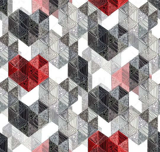 抽象3D几何印花华亿平台图片