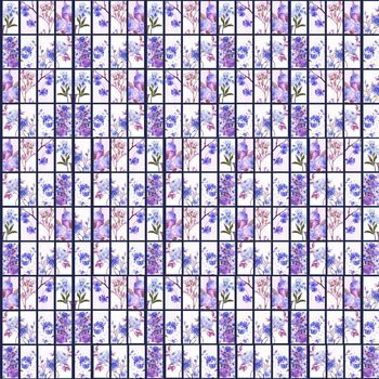 634939-瓷砖花窗花卉格子蓝