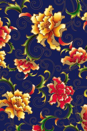 大气时尚卷草花卉印花华亿平台图片