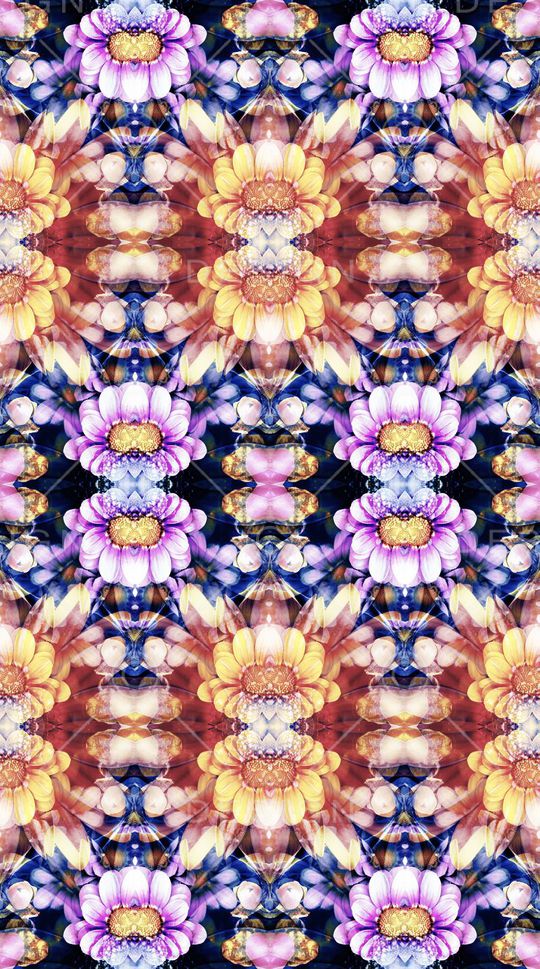 对称、花卉、渐变色印花华亿平台图片