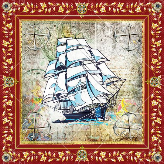 抽象海洋景观印花华亿平台图片