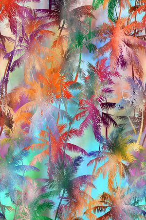 椰子树印花华亿平台图片