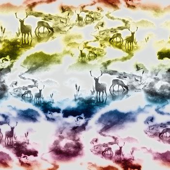 抽象水彩印花华亿平台图片