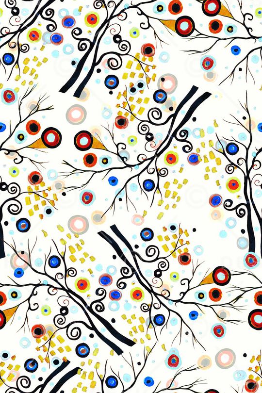 手绘油墨招财树印花华亿平台图片