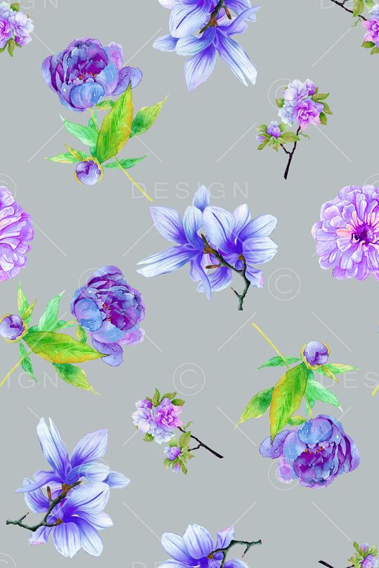 时尚潮流手绘水彩花卉数码印花印花华亿平台图片