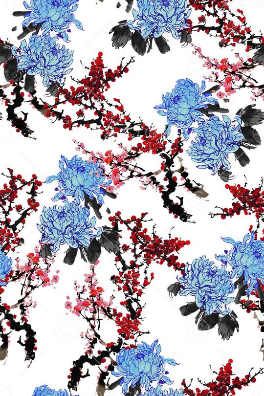 水墨印花华亿平台图片