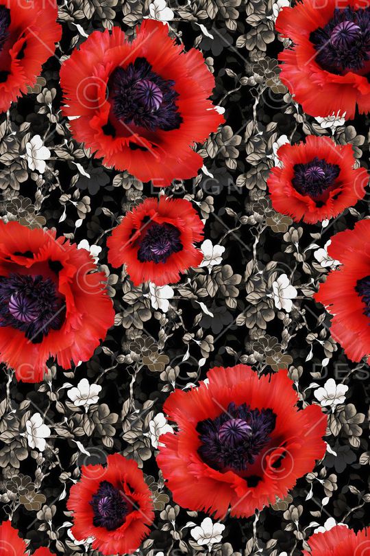 罂粟花印花华亿平台图片