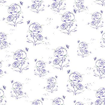 636250-手绘线条玫瑰蓝