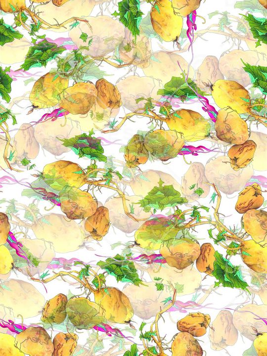 复古、手绘、植物印花华亿平台图片