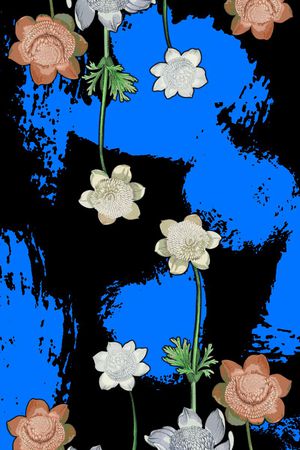 花卉丝巾长巾印花华亿平台图片